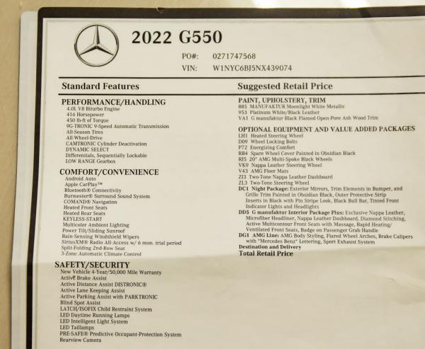 Used 2022 Mercedes Benz G CLASS G550