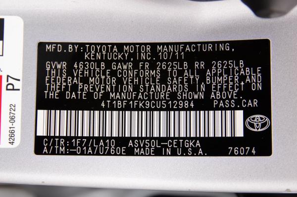 Used 2012 Toyota CAMRY XLE BASE